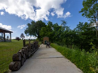 Seating area overlooking river